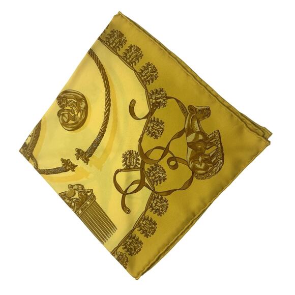 HERMES LES CAVALIERS D'OR 100% Silk Square 45 (RARE) - Picture 3 of 7